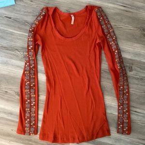 Orange free people long sleeve